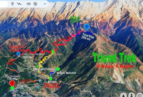 Triund Trek and Camping Map and route with details